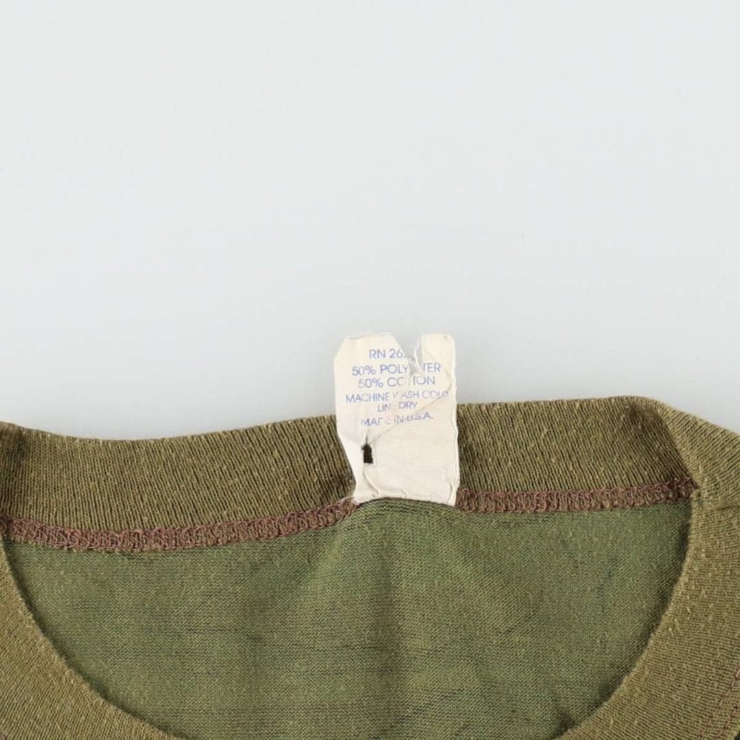 ~90'S Woodland Camo Pocket T-Shirt, Made in USA, Men's XL equivalent, Vintage polyester Khaki type Vintage Second Hand