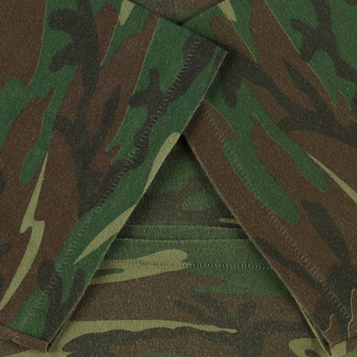 ~90'S Woodland Camo Pocket T-Shirt, Made in USA, Men's XL equivalent, Vintage polyester Khaki type Vintage Second Hand