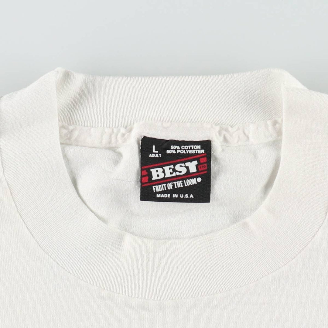 90'S Fruit of the Loom Best Art T-Shirt, Made in USA, Men's Size L (approx.), Vintage cotton white type Vintage Second Hand