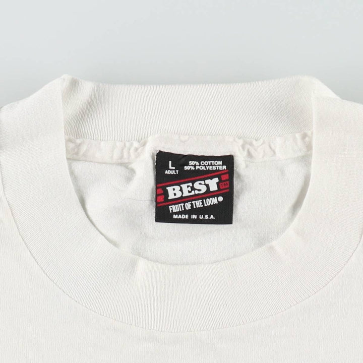 90'S Fruit of the Loom Best Art T-Shirt, Made in USA, Men's Size L (approx.), Vintage cotton white type Vintage Second Hand