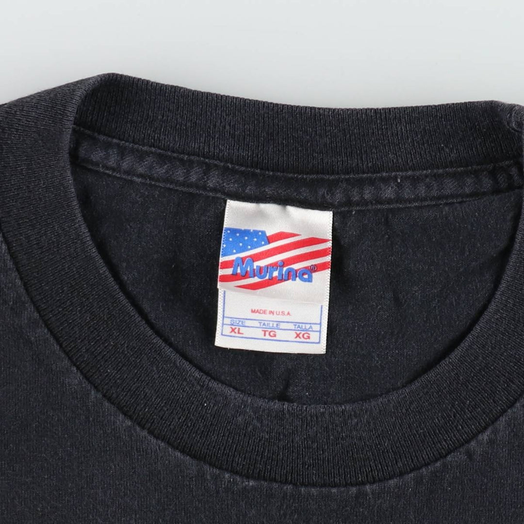 Murina Print T-Shirt, Made in USA, Men's XL Equivalent cotton black type Vintage Second Hand
