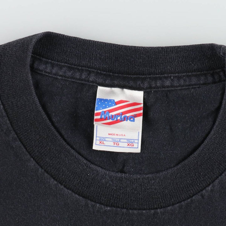 Murina Print T-Shirt, Made in USA, Men's XL Equivalent cotton black type Vintage Second Hand