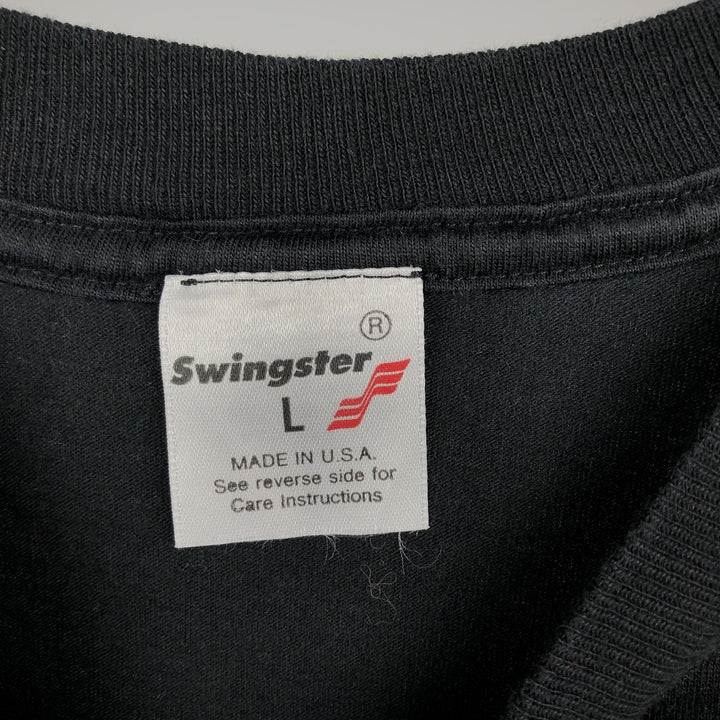 80s-90'S Swingster Advertising T-Shirt, Made in USA, Men's Size L (Equivalent), Vintage cotton black type Vintage Second Hand