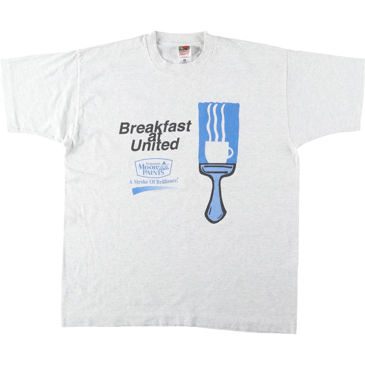 90'S Fruit of the Loom Heavy Cotton Printed T-Shirt, Men's XL, Vintage cotton gray type Vintage Second Hand