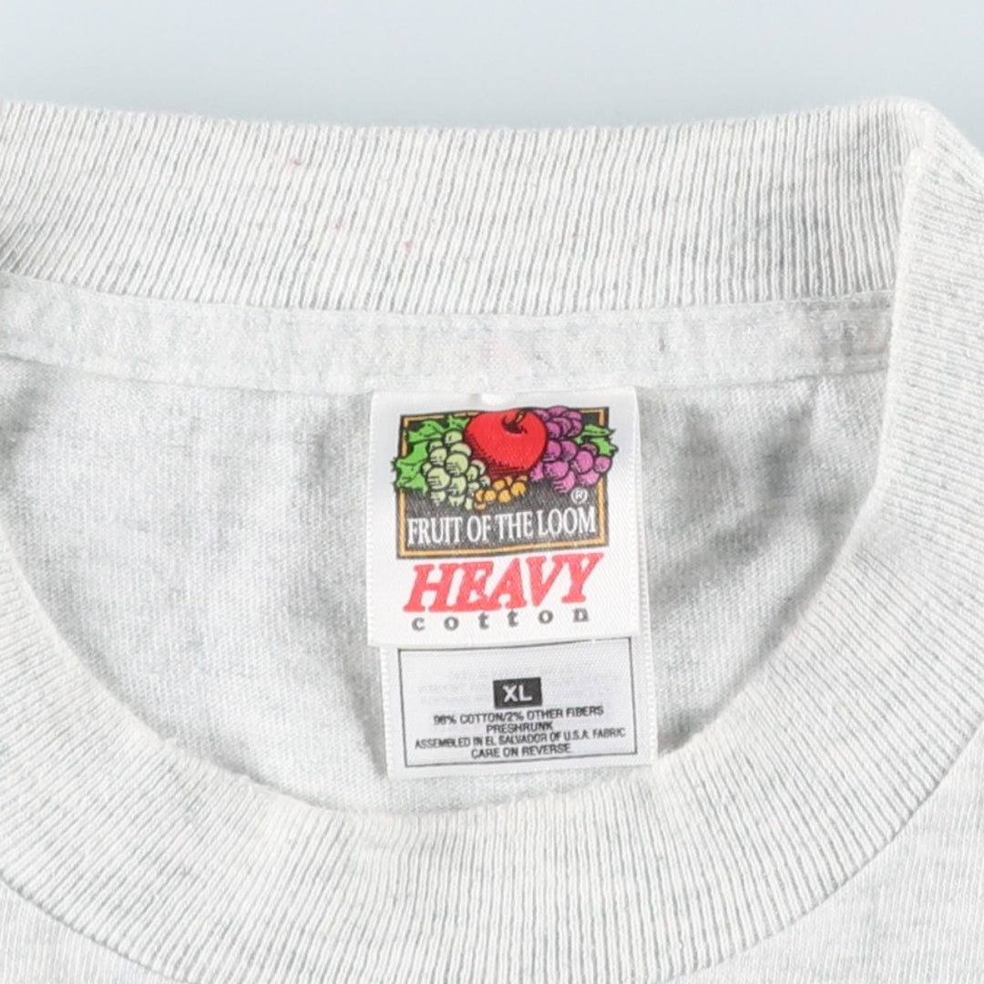 90'S Fruit of the Loom Heavy Cotton Printed T-Shirt, Men's XL, Vintage cotton gray type Vintage Second Hand