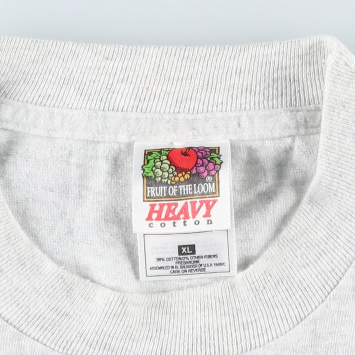 90'S Fruit of the Loom Heavy Cotton Printed T-Shirt, Men's XL, Vintage cotton gray type Vintage Second Hand
