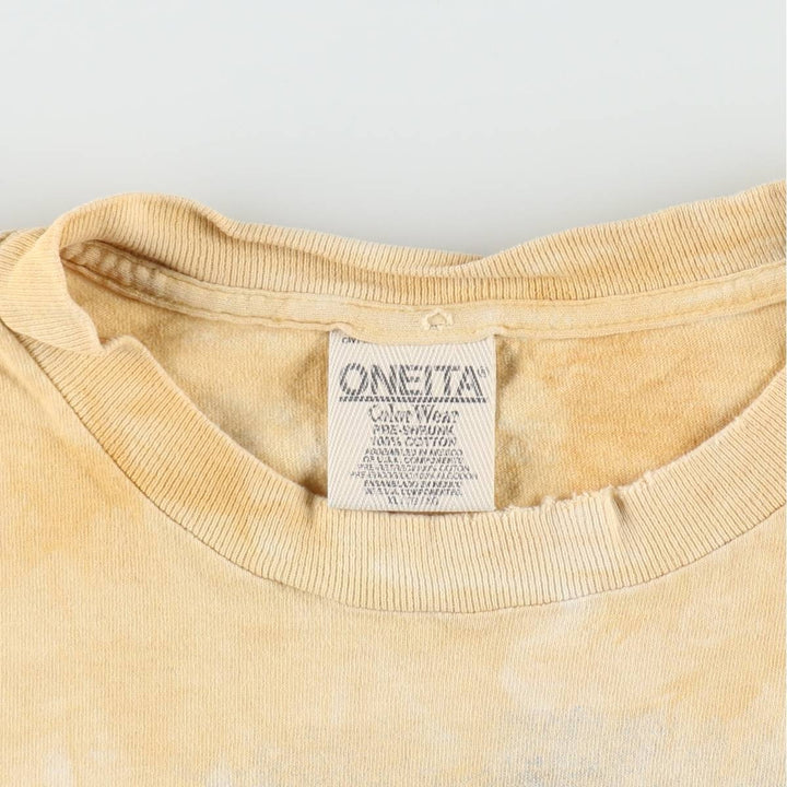 90'S ONEITA Tie-Dye Pattern Print T-Shirt, Men's XL (approx.), Vintage cotton ocher yellow type Vintage Second Hand