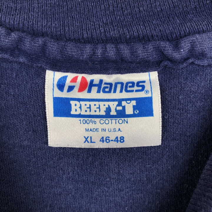 Vintage 80'S Hanes BEEFY-T Blue Tag Printed T-Shirt Made in USA Men's XL cotton navy blue type Vintage Second Hand