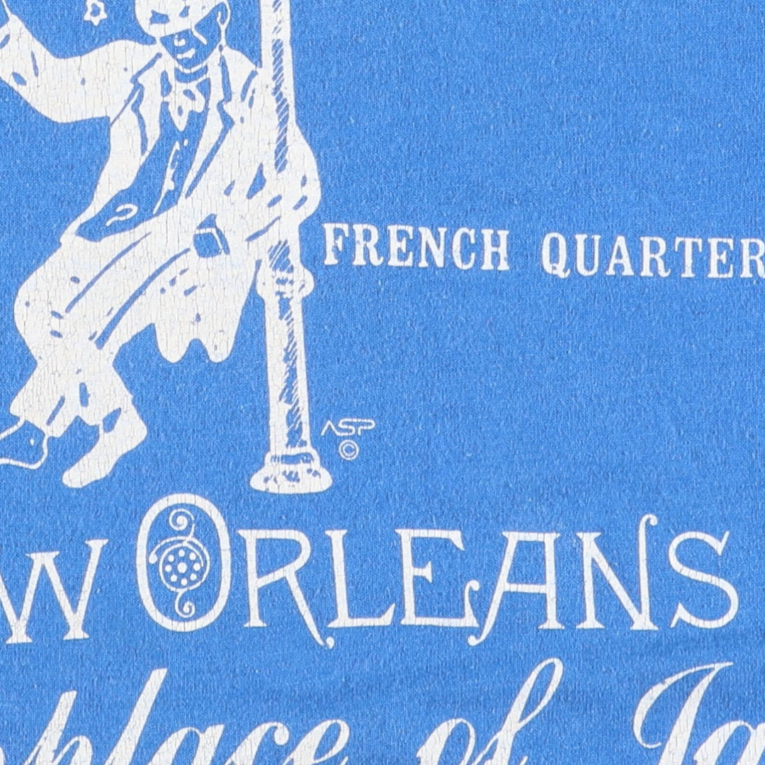 90'S Hanes Fifty-Fifty Blue Tag Printed T-Shirt XL (Size 46-48, equivalent to men's XL) Vintage cotton blue type Vintage Second Hand