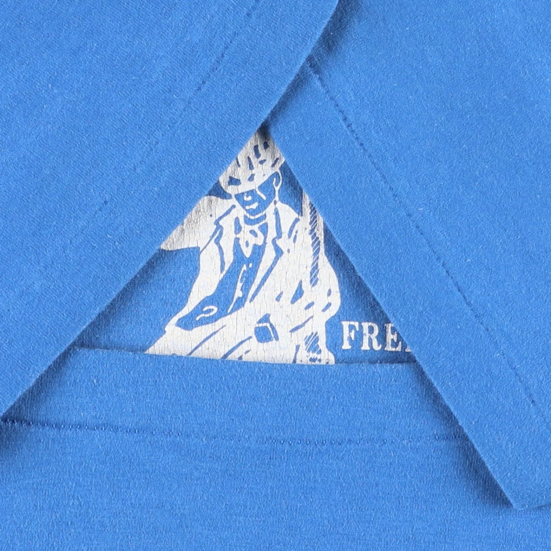 90'S Hanes Fifty-Fifty Blue Tag Printed T-Shirt XL (Size 46-48, equivalent to men's XL) Vintage cotton blue type Vintage Second Hand