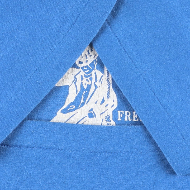 90'S Hanes Fifty-Fifty Blue Tag Printed T-Shirt XL (Size 46-48, equivalent to men's XL) Vintage cotton blue type Vintage Second Hand