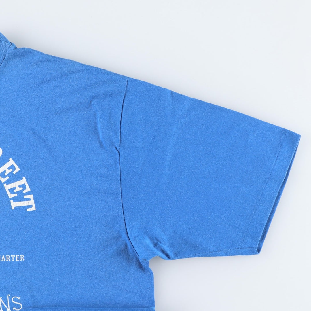 90'S Hanes Fifty-Fifty Blue Tag Printed T-Shirt XL (Size 46-48, equivalent to men's XL) Vintage cotton blue type Vintage Second Hand