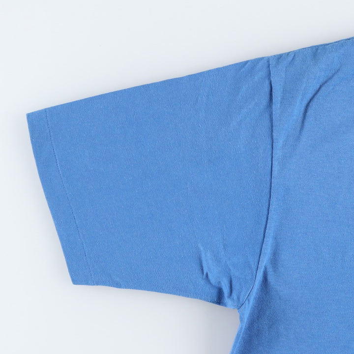 90'S Hanes Fifty-Fifty Blue Tag Printed T-Shirt XL (Size 46-48, equivalent to men's XL) Vintage cotton blue type Vintage Second Hand