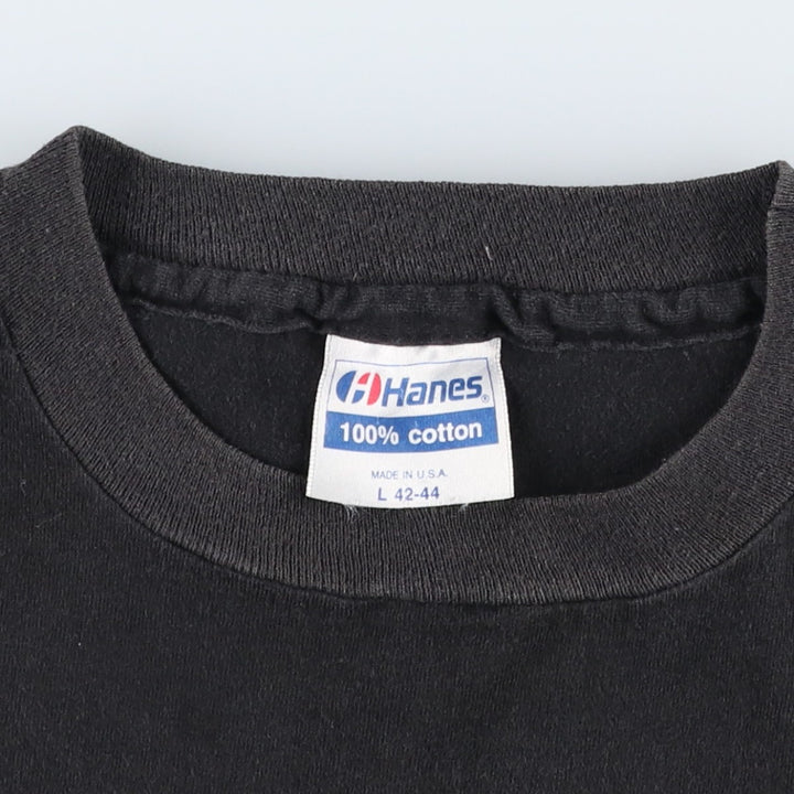 Vintage 90'S Hanes printed T-shirt, made in the USA, size L for men cotton black type Vintage Second Hand
