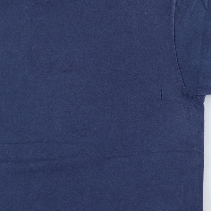 90'S Hanes BEEFY-T Printed T-shirt, Made in USA, Men's L size, Vintage cotton navy blue type Vintage Second Hand