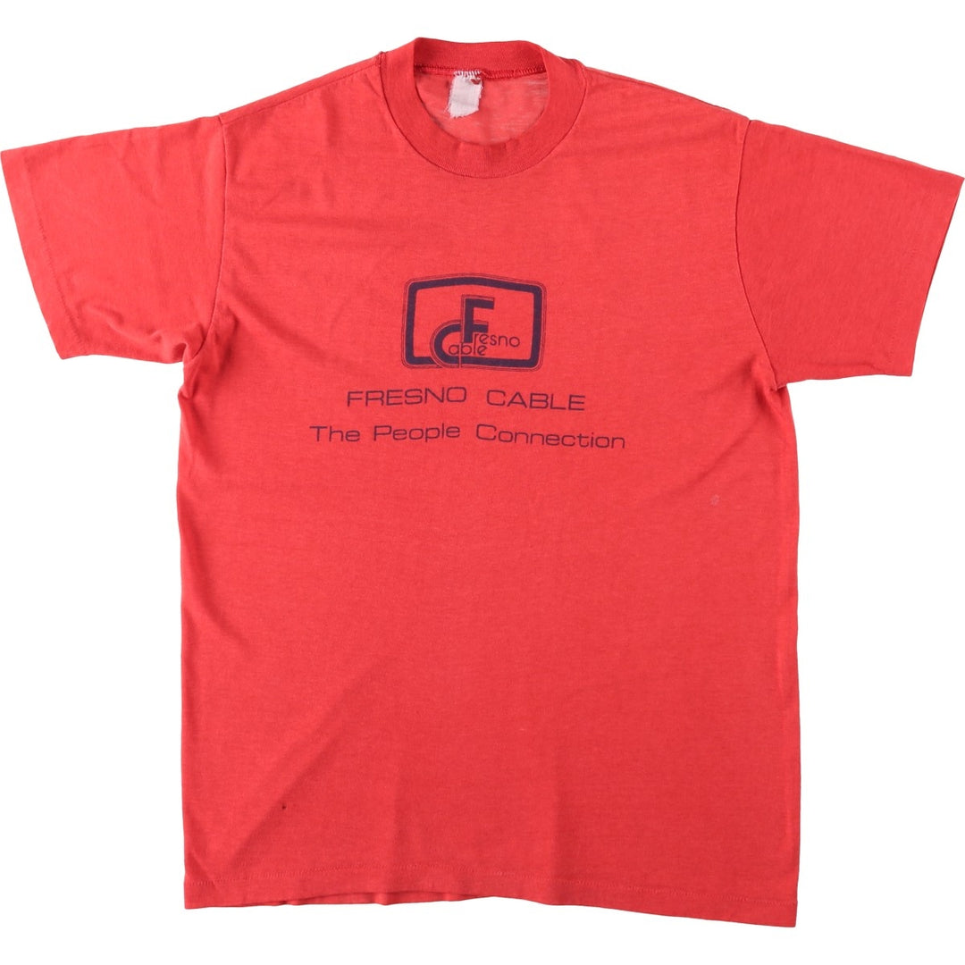90'S FRESNO CABLE Print T-Shirt, Men's Size S (Equivalent), Vintage unclear red type Vintage Second Hand