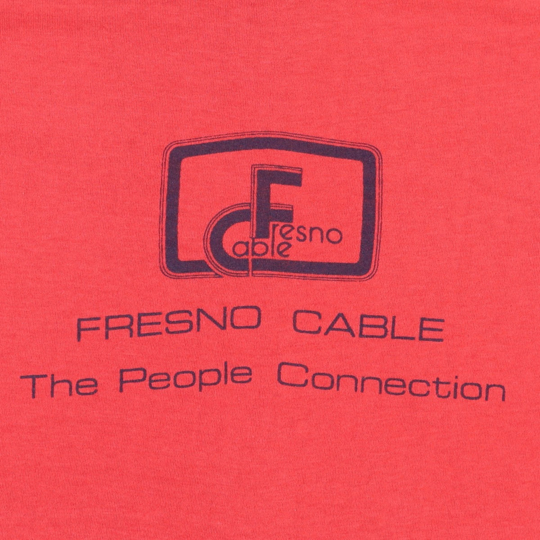 90'S FRESNO CABLE Print T-Shirt, Men's Size S (Equivalent), Vintage unclear red type Vintage Second Hand