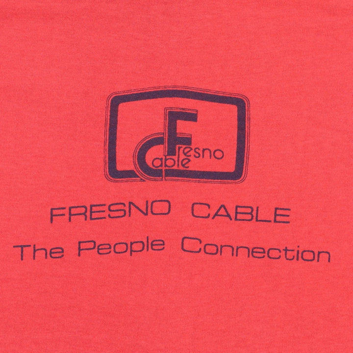 90'S FRESNO CABLE Print T-Shirt, Men's Size S (Equivalent), Vintage unclear red type Vintage Second Hand
