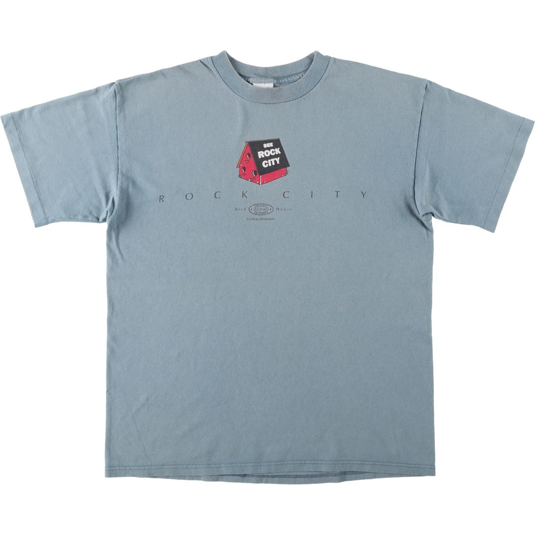 90'S PSI Print T-Shirt, Made in USA, Men's Size L (Equivalent), Vintage cotton blue type Vintage Second Hand