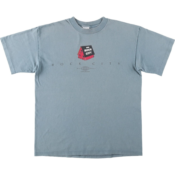 90'S PSI Print T-Shirt, Made in USA, Men's Size L (Equivalent), Vintage cotton blue type Vintage Second Hand