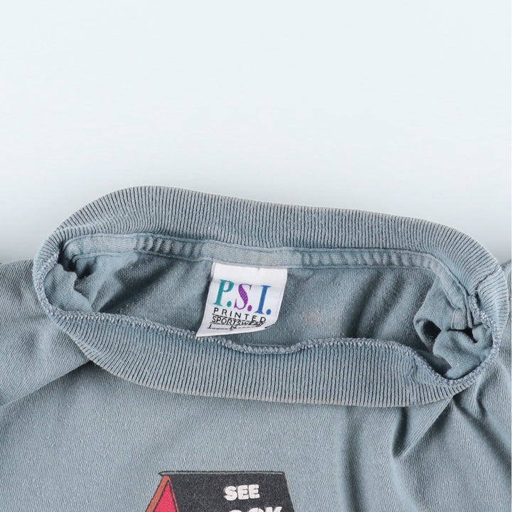 90'S PSI Print T-Shirt, Made in USA, Men's Size L (Equivalent), Vintage cotton blue type Vintage Second Hand