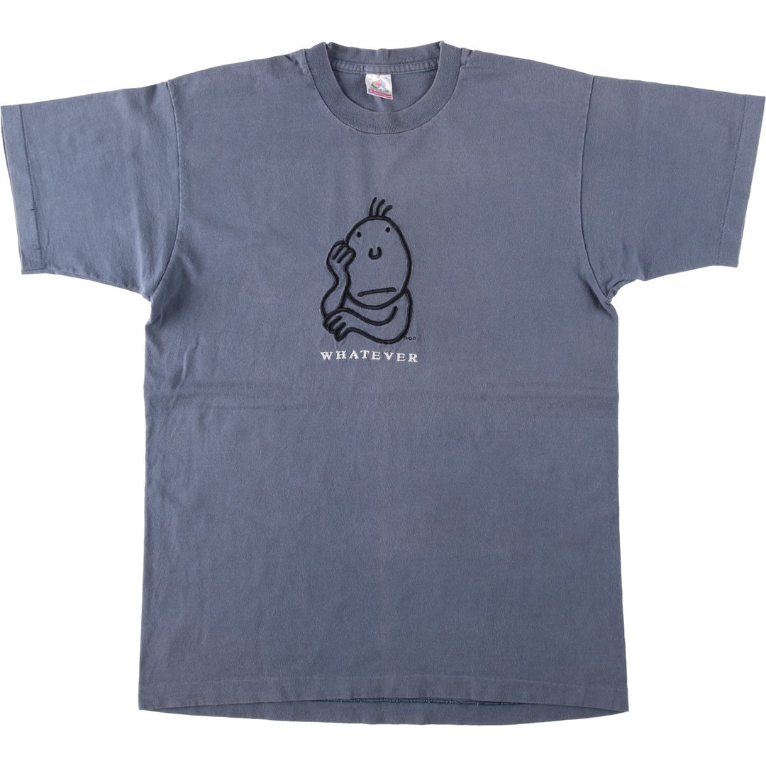 90'S Fruit of the Loom printed T-shirt, made in the USA, men's size L, vintage cotton blue type Vintage Second Hand