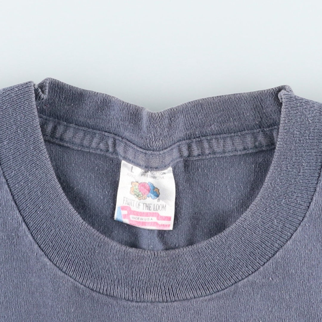 90'S Fruit of the Loom printed T-shirt, made in the USA, men's size L, vintage cotton blue type Vintage Second Hand
