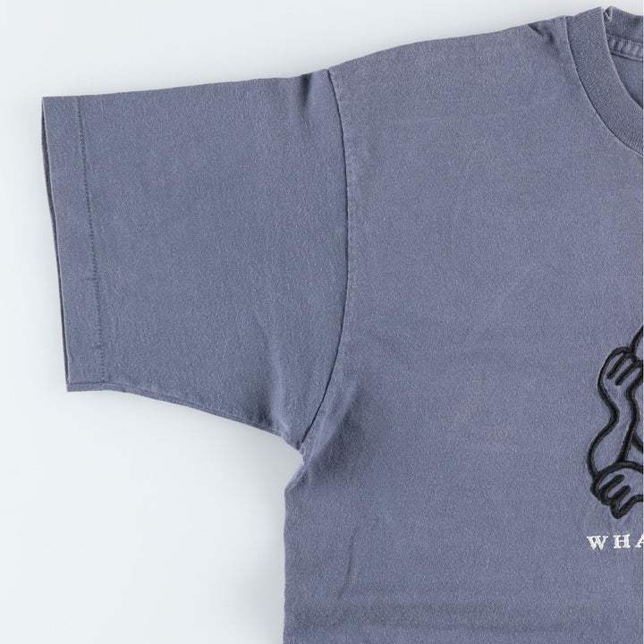 90'S Fruit of the Loom printed T-shirt, made in the USA, men's size L, vintage cotton blue type Vintage Second Hand
