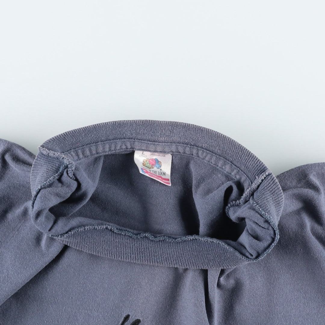 90'S Fruit of the Loom printed T-shirt, made in the USA, men's size L, vintage cotton blue type Vintage Second Hand