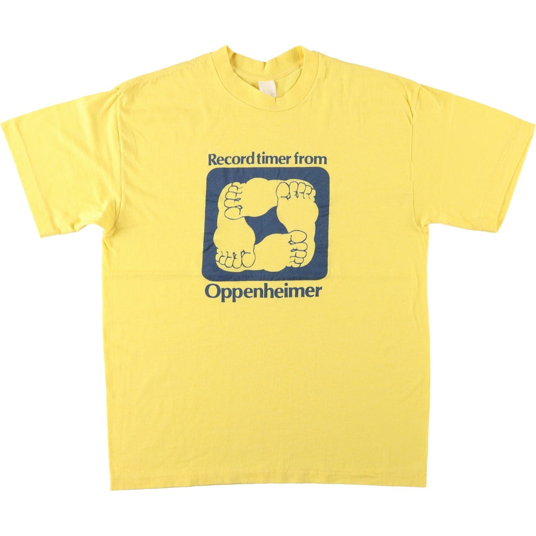 90'S Record Timer from Oppenheimer Print T-Shirt, Men's Size L (approx.), Vintage polyester yellow type Vintage Second Hand