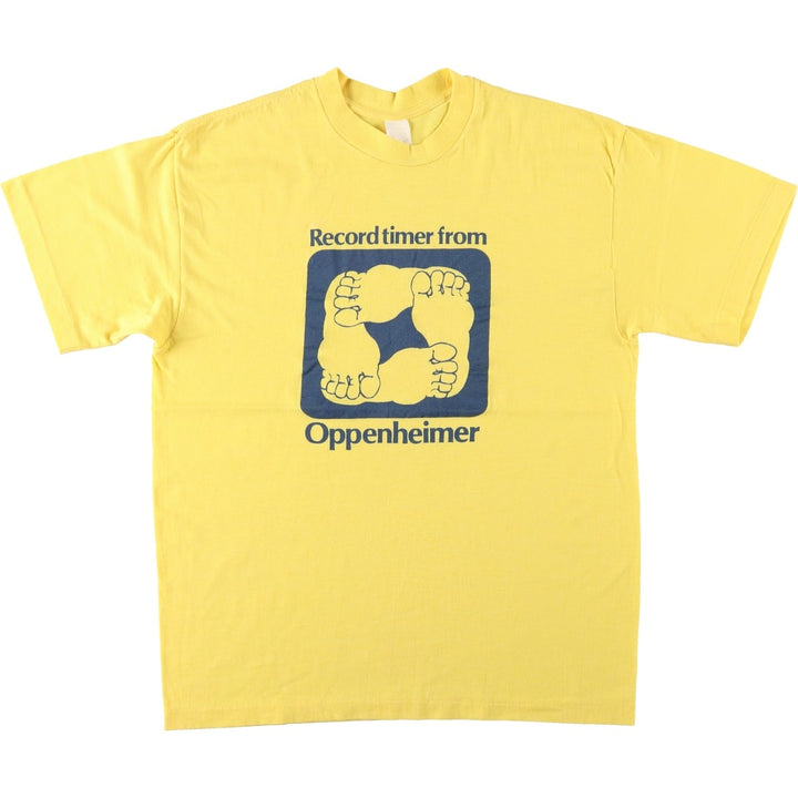 90'S Record Timer from Oppenheimer Print T-Shirt, Men's Size L (approx.), Vintage polyester yellow type Vintage Second Hand