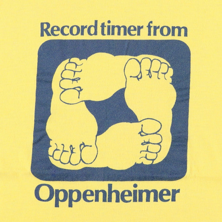 90'S Record Timer from Oppenheimer Print T-Shirt, Men's Size L (approx.), Vintage polyester yellow type Vintage Second Hand