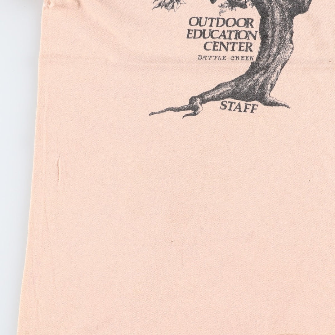 80s-90'S Battle Creek Outdoor Education Center Print T-Shirt, Made in USA, Men's Size L (Equivalent), Vintage cotton pink type Vintage Second Hand