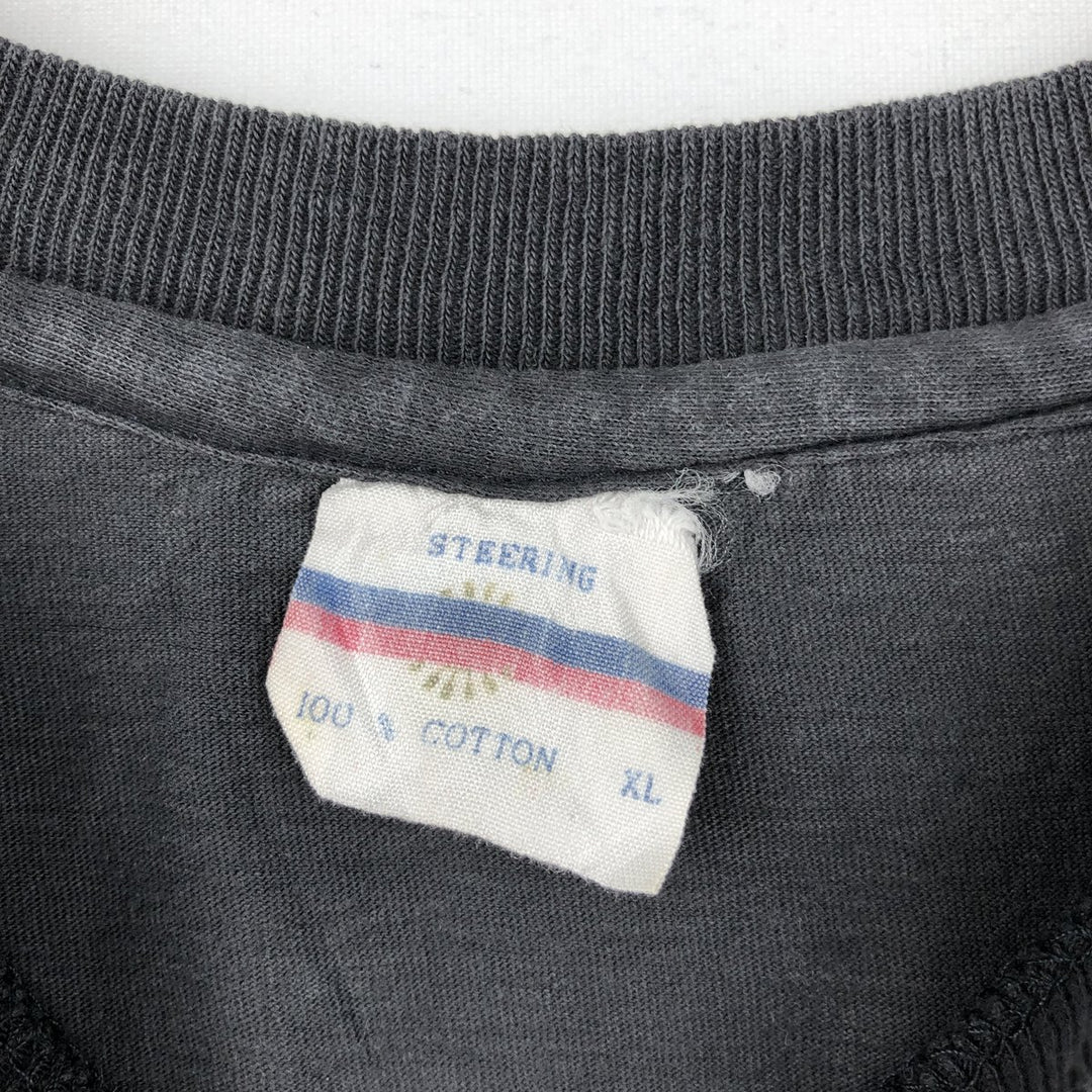 80'S Steering souvenir t-shirt, men's size XL equivalent, vintage. cotton black type Vintage Second Hand