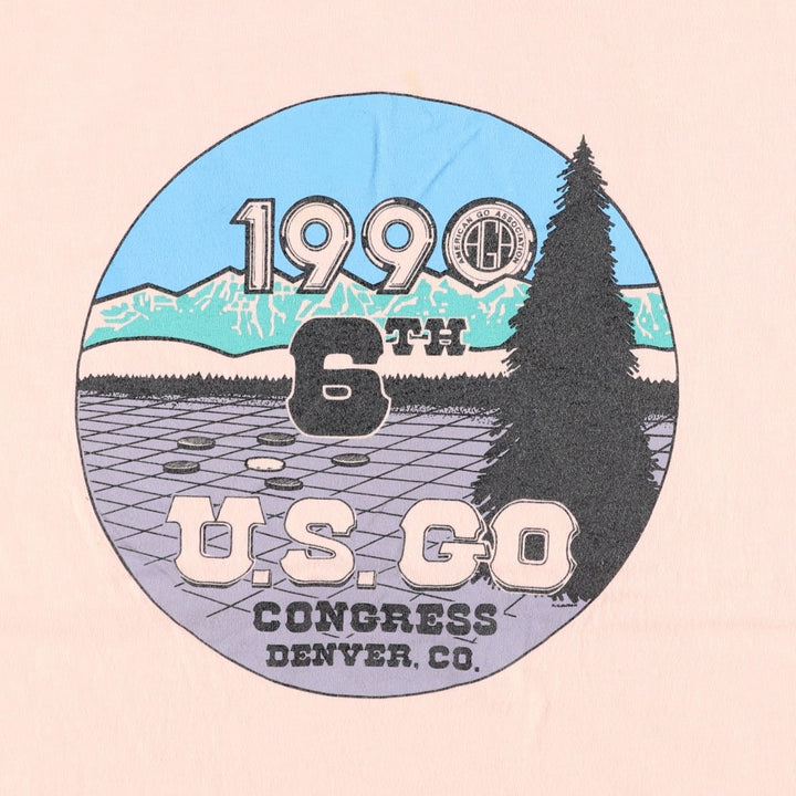 90'S 6th US Go Congress Print T-Shirt, Men's Size M (Equivalent), Vintage unclear pink type Vintage Second Hand
