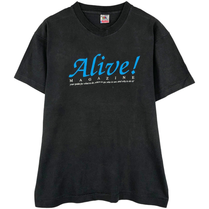 90'S Fruit of the Loom printed T-shirt, made in the USA, men's size L, vintage cotton black type Vintage Second Hand