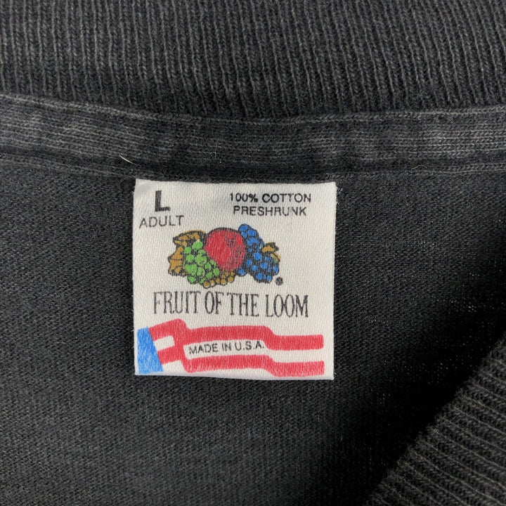 90'S Fruit of the Loom printed T-shirt, made in the USA, men's size L, vintage cotton black type Vintage Second Hand