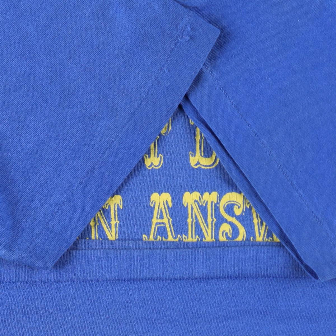 80'S Hanes Fifty-Fifty Blue Tag Message Print T-Shirt, Made in USA, Men's Size L (approx.), Vintage cotton blue type Vintage Second Hand