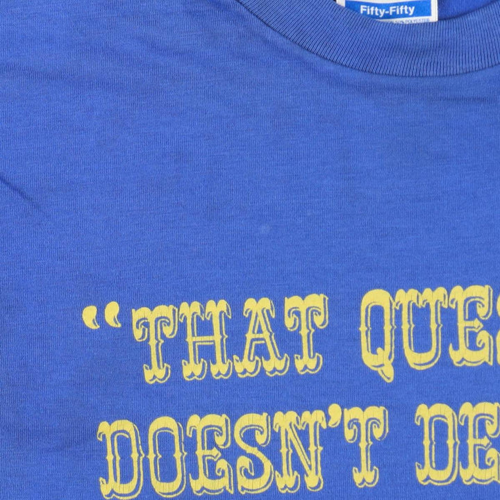 80'S Hanes Fifty-Fifty Blue Tag Message Print T-Shirt, Made in USA, Men's Size L (approx.), Vintage cotton blue type Vintage Second Hand