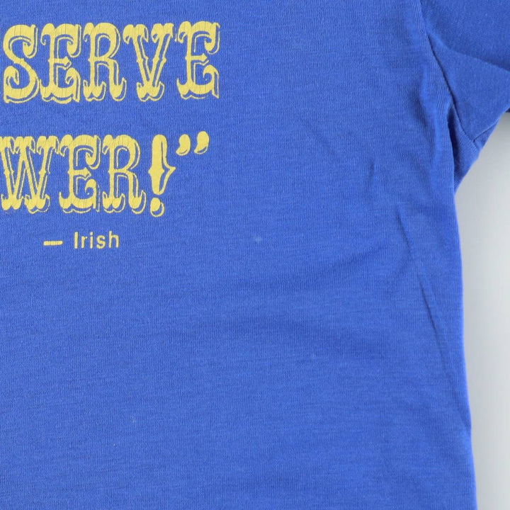 80'S Hanes Fifty-Fifty Blue Tag Message Print T-Shirt, Made in USA, Men's Size L (approx.), Vintage cotton blue type Vintage Second Hand