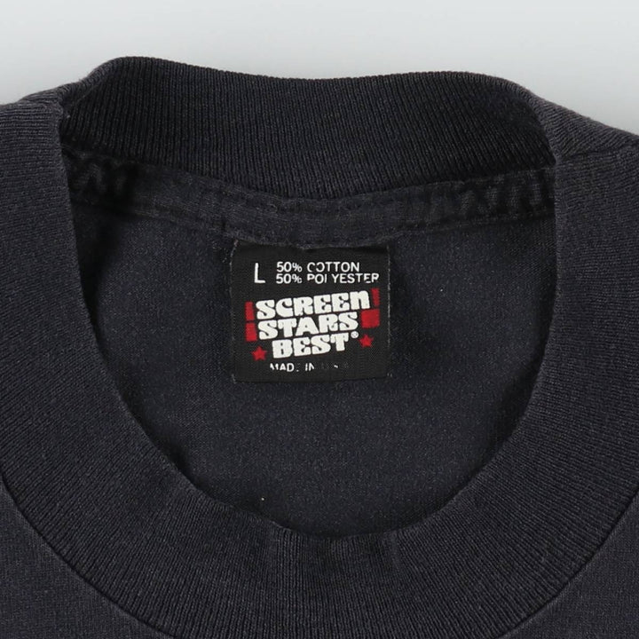90'S SCREEN STARS Printed T-shirt, Men's, Size L, Vintage cotton black type Vintage Second Hand