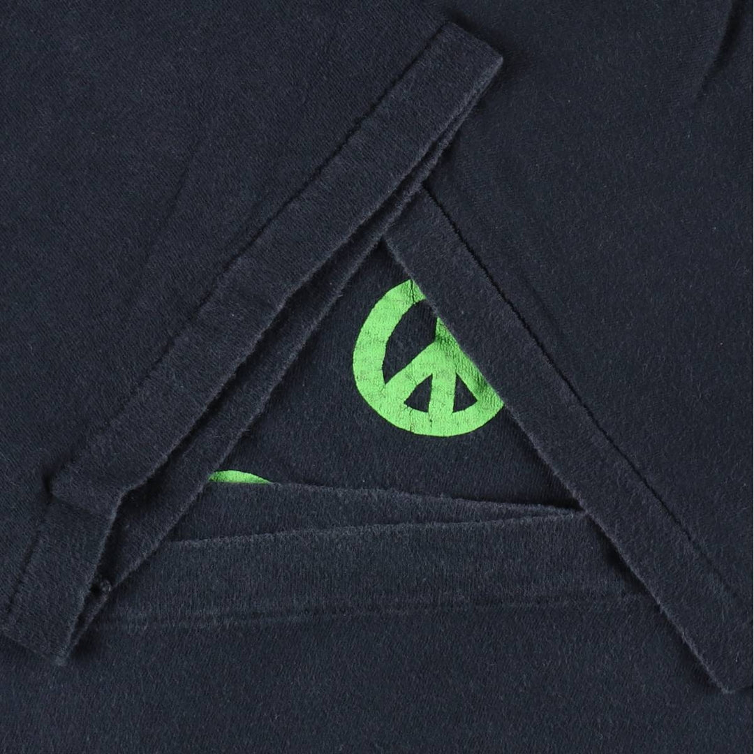 ~90'S Peace Sign Print T-Shirt, Men's Size M (Equivalent), Vintage unclear black type Vintage Second Hand