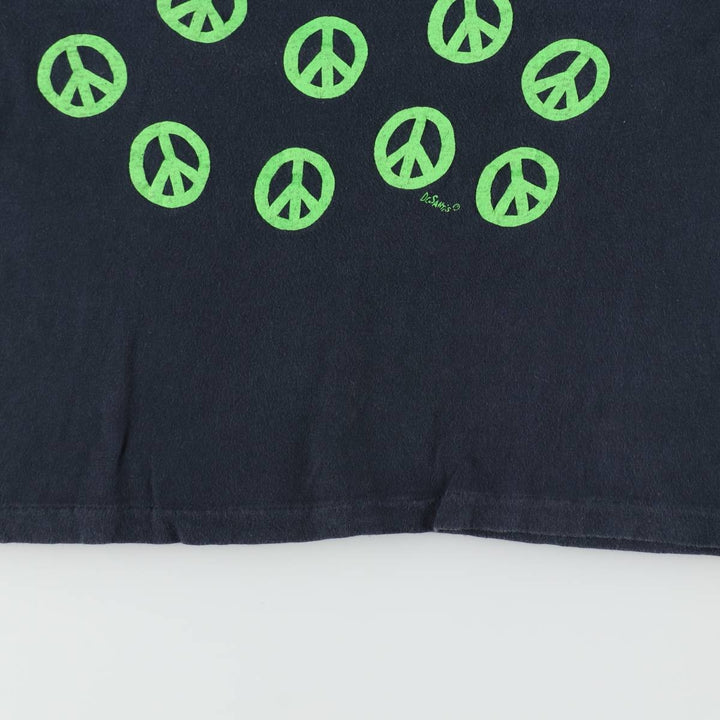 ~90'S Peace Sign Print T-Shirt, Men's Size M (Equivalent), Vintage unclear black type Vintage Second Hand