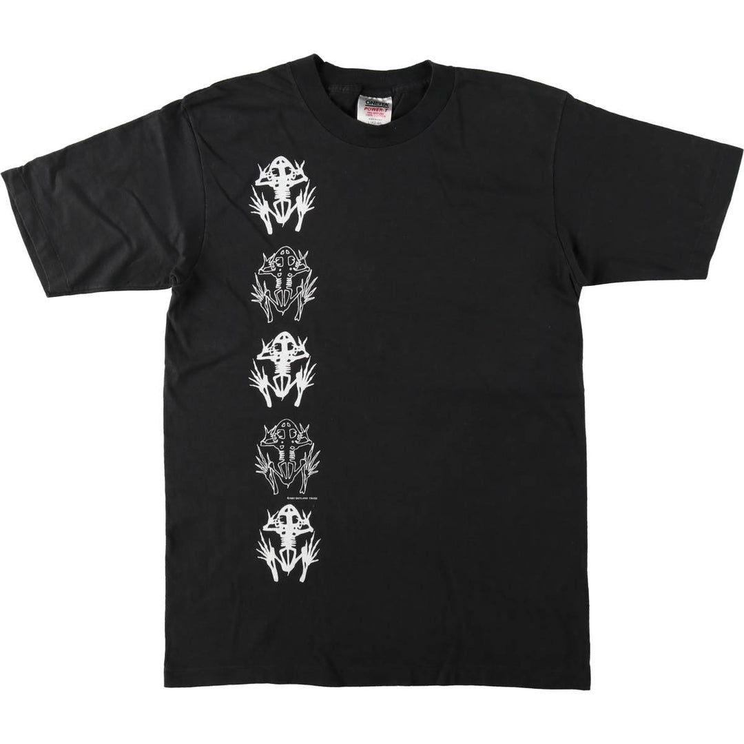 80'S ONEITA Print T-Shirt, Made in USA, Men's Size L (Equivalent), Vintage cotton black type Vintage Second Hand