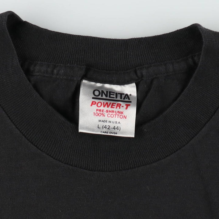 80'S ONEITA Print T-Shirt, Made in USA, Men's Size L (Equivalent), Vintage cotton black type Vintage Second Hand