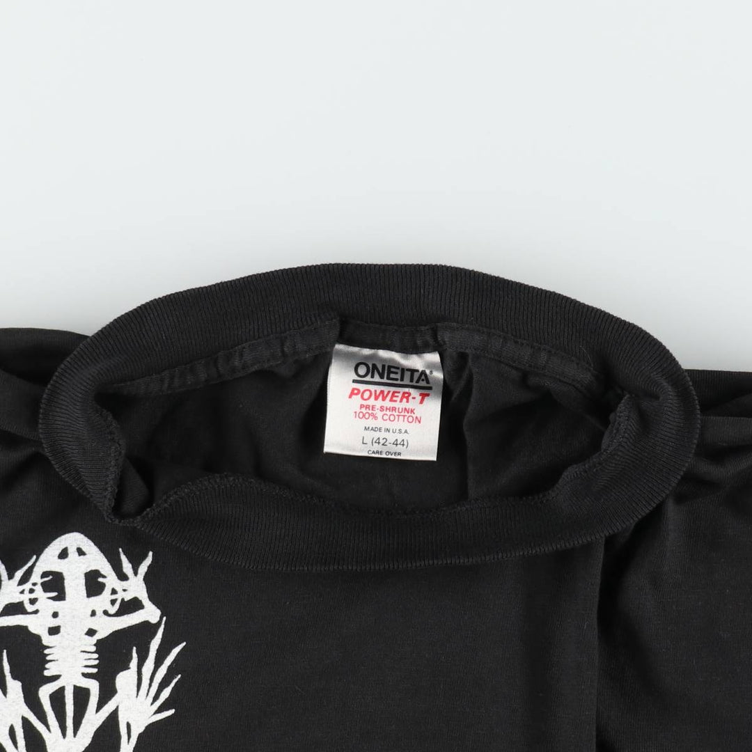 80'S ONEITA Print T-Shirt, Made in USA, Men's Size L (Equivalent), Vintage cotton black type Vintage Second Hand