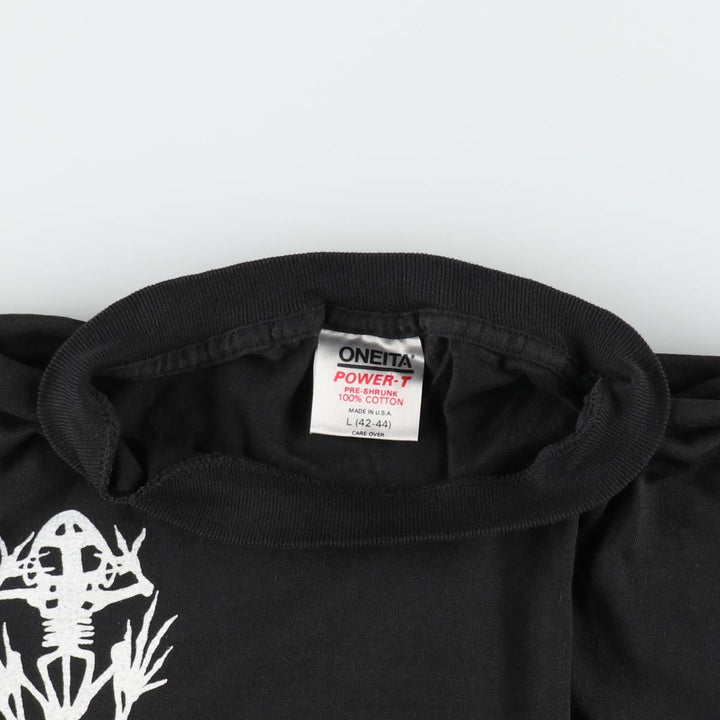 80'S ONEITA Print T-Shirt, Made in USA, Men's Size L (Equivalent), Vintage cotton black type Vintage Second Hand