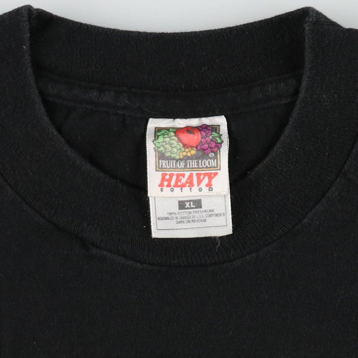 ~2000'S Fruit of the Loom Heavy Cotton Print T-Shirt, Men's XL equivalent. cotton black type Vintage Second Hand