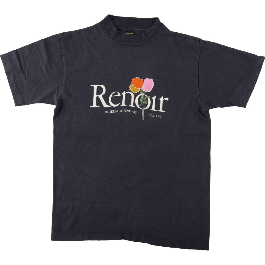 1980'S Anvil, Boston Museum of Fine Arts, Renoir Exhibition Art T-shirt, Made in USA, Men's Size L (approx.), Vintage cotton black type Vintage Second Hand