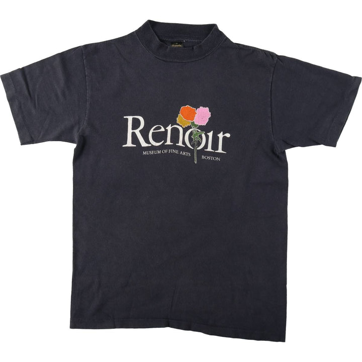 1980'S Anvil, Boston Museum of Fine Arts, Renoir Exhibition Art T-shirt, Made in USA, Men's Size L (approx.), Vintage cotton black type Vintage Second Hand